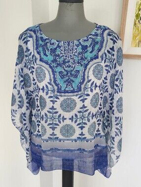 Style & Co. Blue and Teal Printed Women's Tunic